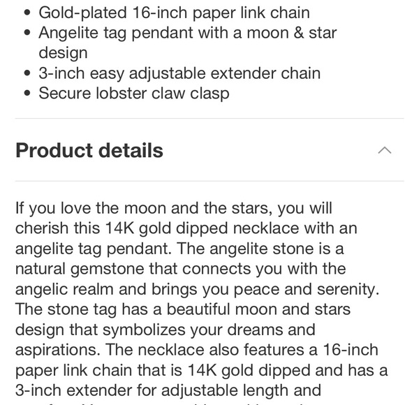 Beloved Inspired 14K Gold Dipped
Angelite Tag Moon Bee Pendant
Necklace - Gold - Picture 16 of 16